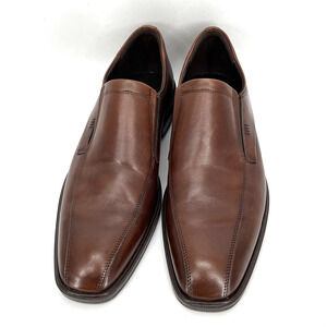 Ecco Men's Rich Brown Leather Slip-Ons